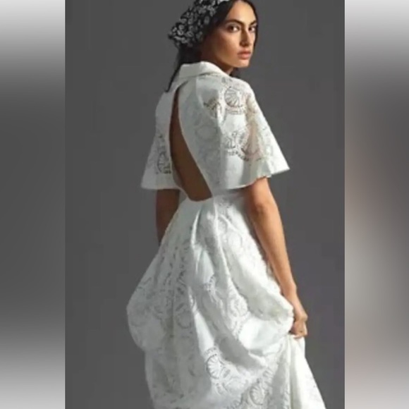 Anthropologie Maeve white eyelet midi dress size 6 - Picture 2 of 4